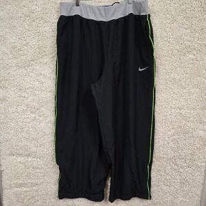 Nike Basketball Pants Men's 3XL Black Neon Green Stripe Ankle Zip Training
